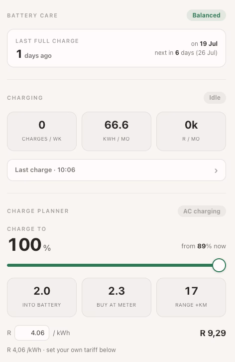 Charging and history display