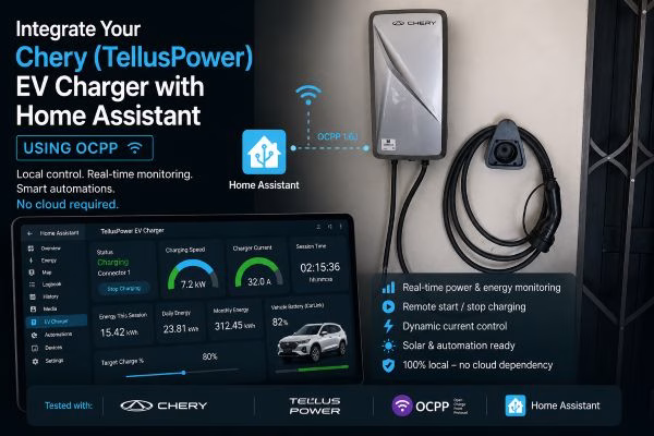 How to integrate a Chery, Omoda & Jaecoo (TellusPower) EV Charger with Home Assistant using OCPP