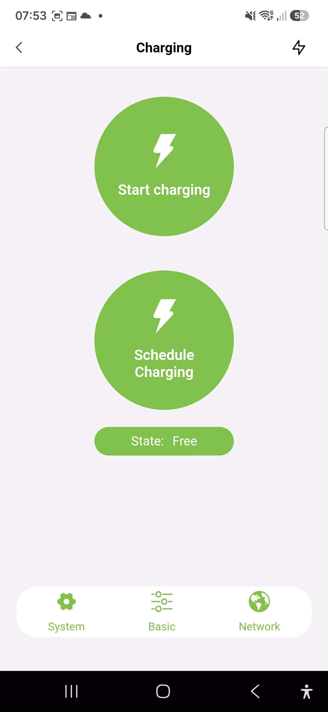TellusPower App Charging Screen