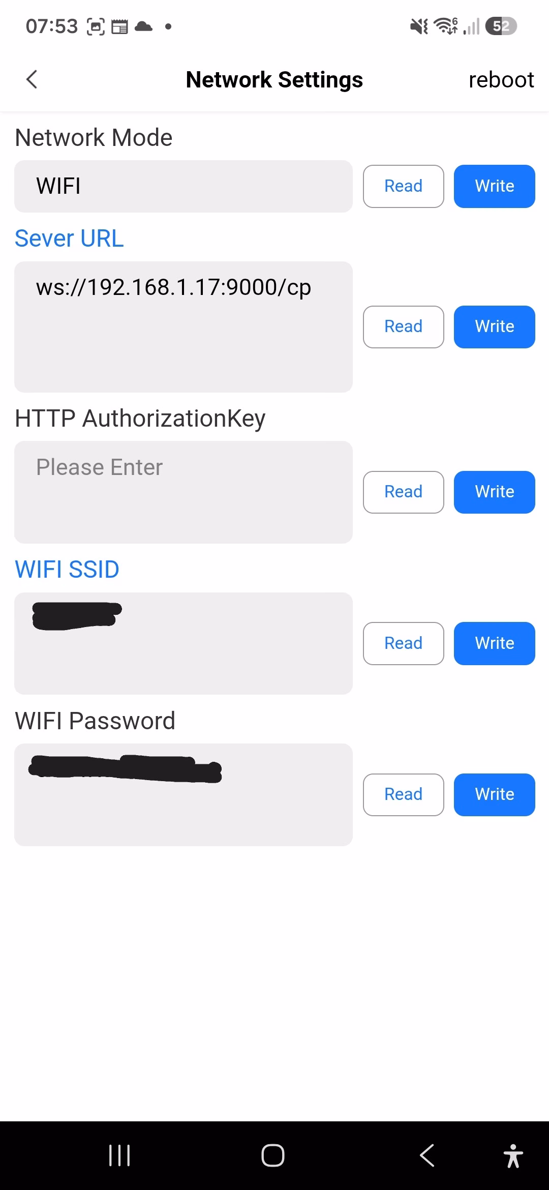 TellusPower App Network Settings